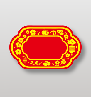 中式灯笼花卉花纹边框设计