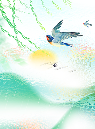 春天降临燕子飞舞简约系背景设计