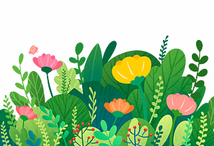 可爱小清新春天花草插画设计