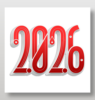 2026马年快乐立体艺术字设计