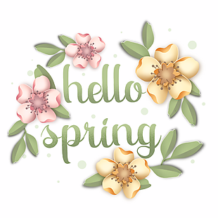 你好春天花卉装饰插画设计