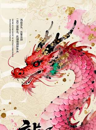 二月二龙抬头鸿运照传统节日海报