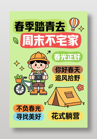 春季露营追风拾野宣传海报