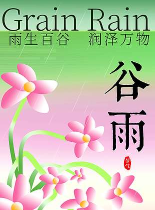 粉色简约系谷雨时节传统节气海报