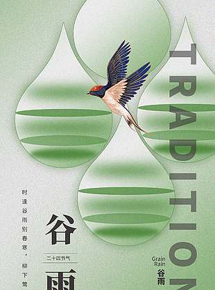 谷雨时节别春寒传统节气海报