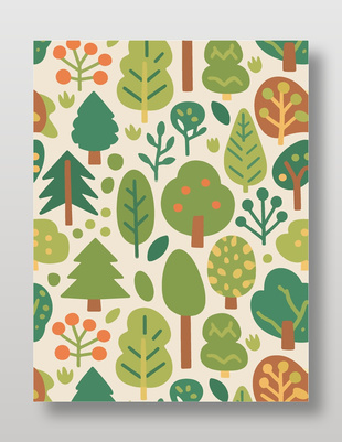 卡通树木矢量插画设计