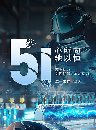 超强动力出行更给力电车宣传科技感海报