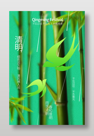 清明时节细雨润万物传统节日海报