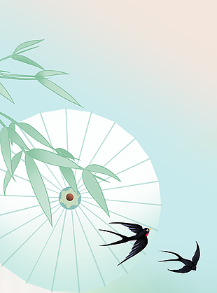 绿色简约系春天燕子飞舞背景设计