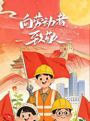 五一致敬热爱生活的你节日海报