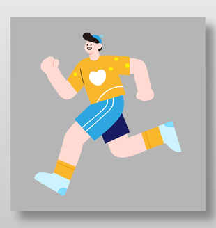 奔跑的潮流青年矢量插画