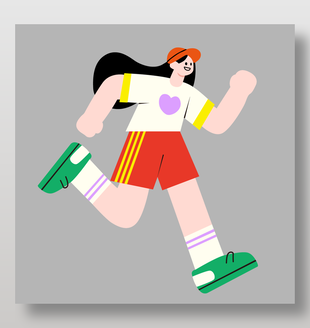 手绘奔跑的女孩插画设计