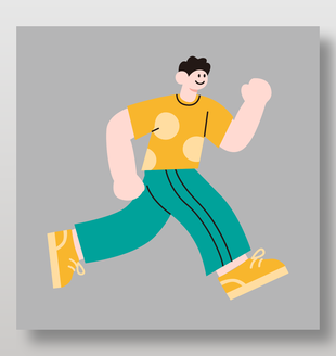 扁平化手绘卡通男孩奔跑设计