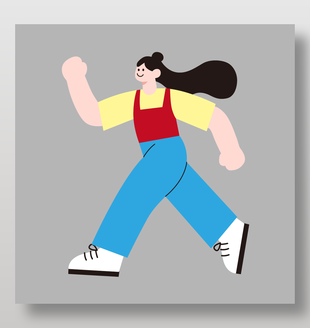 手绘女孩奔跑运动趣味插画设计