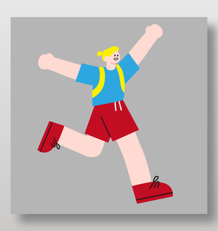 张开双手奔跑的女孩矢量插画设计