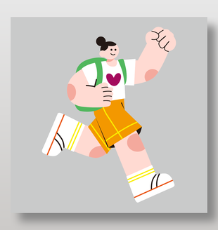 趣味卡通户外奔跑人物插画设计
