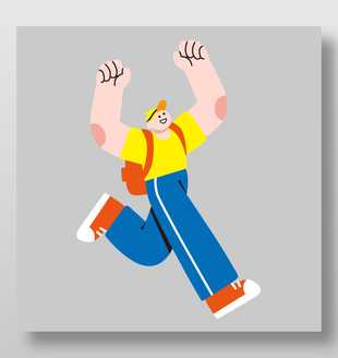 潮流青年奔跑姿态扁平插画设计