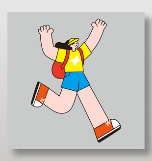 潮流青年奔跑形象卡通插画设计