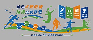 运动点燃激情体育图形学校展板设计