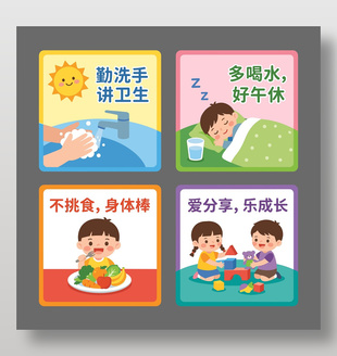 幼儿习惯养成儿童教育标识设计