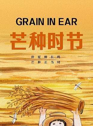 芒种时节收获满满手绘风海报设计
