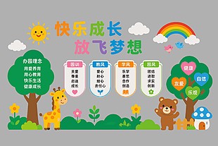 快乐成长放飞梦想幼儿园文化墙设计