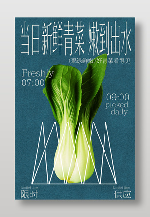 新鲜青菜限时供应活动宣传海报