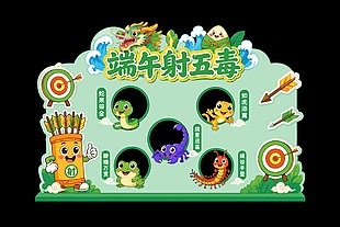 端午射五毒趣味活动展板设计