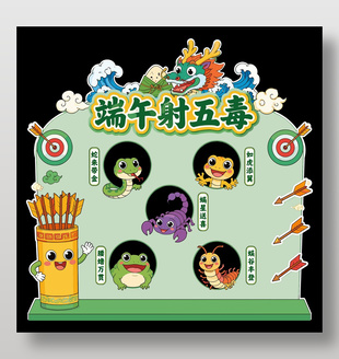 端午民俗活动射五毒游戏展板设计
