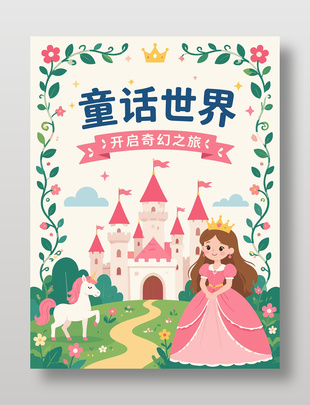 童话世界开启奇幻之旅卡通风海报设计