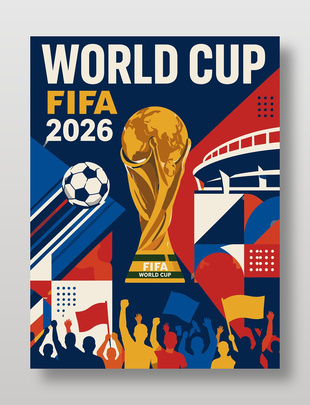 2026世界杯赛事宣传插画风海报