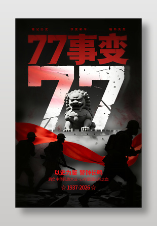 七七事变抗战纪念日铭记历史海报
