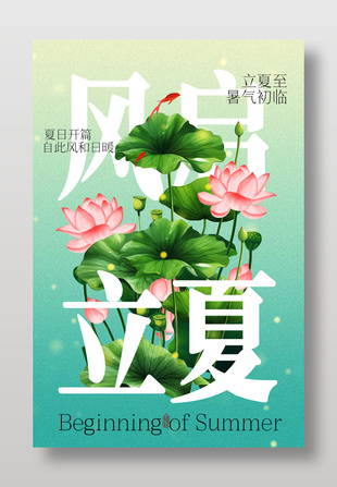立夏时节荷花绽放美景海报设计