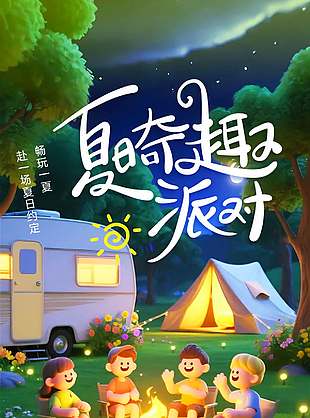 畅玩一夏奇趣派对户外露营活动海报