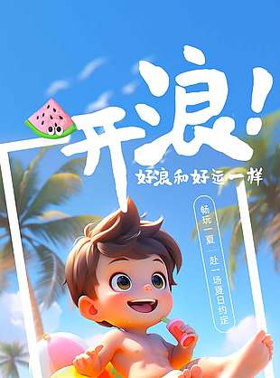 夏日玩水团购活动海报设计