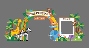 动物园拍照打卡点创意展架设计