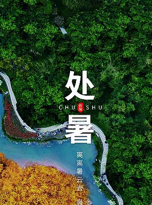 处暑节气道路景观植被纹理摄影风海报