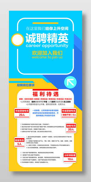 诚聘精英简约招聘展架设计